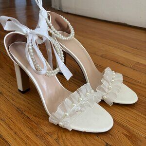 Pearl & Ribbon Bridal Heels – Size 36